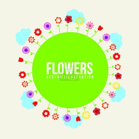 Illustration for Color vector template design with flowers - Royalty Free Image