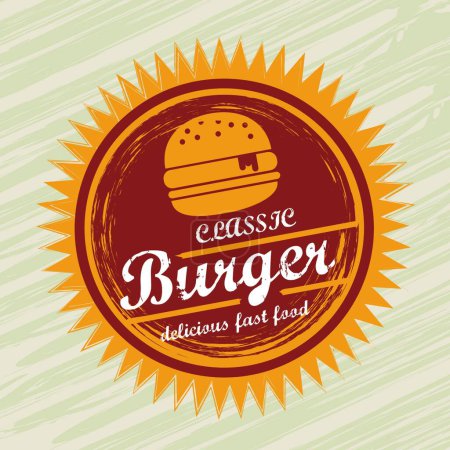 Téléchargez les illustrations : Illustration vectorielle de l'étiquette burger - en licence libre de droit