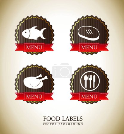 Téléchargez les illustrations : Illustration vectorielle des étiquettes alimentaires - en licence libre de droit