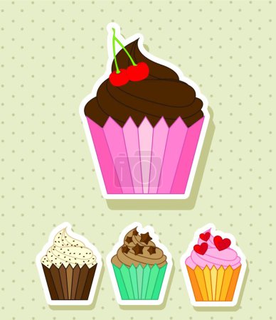 Illustration for Cup cakes  vector  illustration - Royalty Free Image
