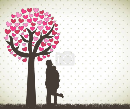 Illustration for Couple under tree, graphic vector illustration - Royalty Free Image