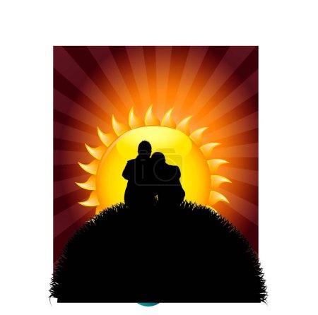 Téléchargez les illustrations : Silhouette couple, illustration vectorielle graphique - en licence libre de droit
