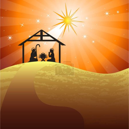Illustration for Nativity scene, graphic vector illustration - Royalty Free Image