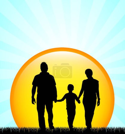 Téléchargez les illustrations : Silhouette familiale, illustration vectorielle graphique - en licence libre de droit