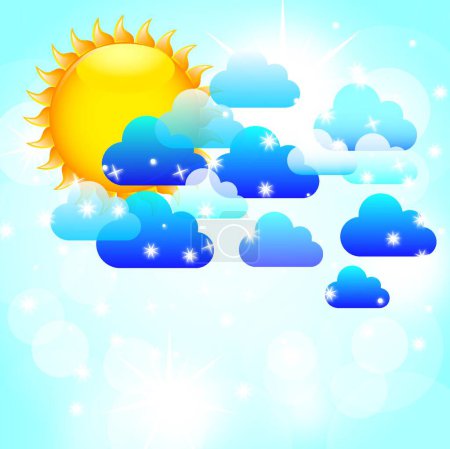 Ilustración de Nubes con sol, ilustración vectorial gráfica - Imagen libre de derechos