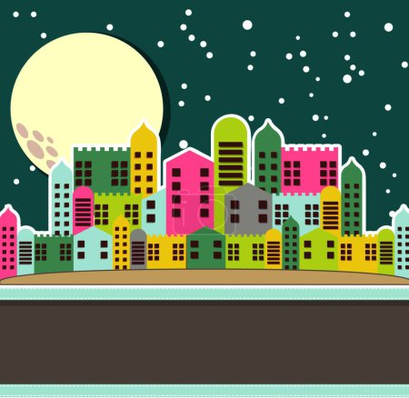Illustration for Cute old city, graphic vector illustration - Royalty Free Image