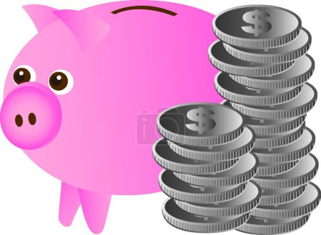 Illustration for Piggy with coins icon vector illustration - Royalty Free Image