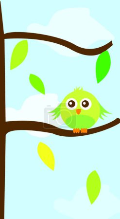 Téléchargez les illustrations : Oiseau sur arbre, illustration vectorielle élégante - en licence libre de droit