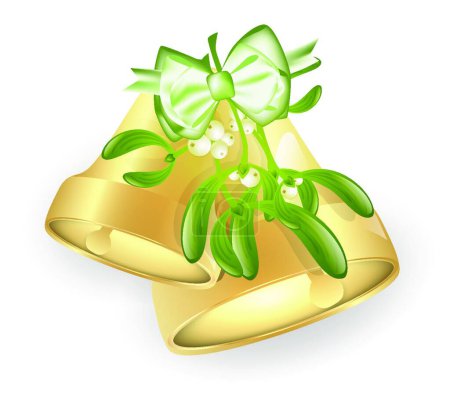 Illustration for Bells With Mistletoe, graphic vector illustration - Royalty Free Image