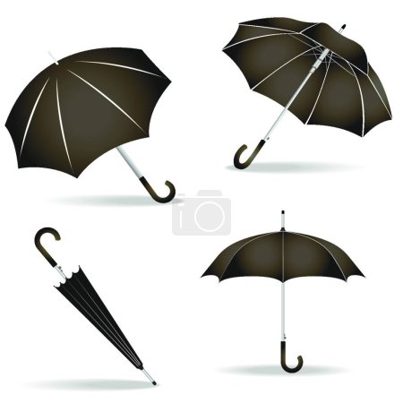 Ilustración de Juego de paraguas negro, ilustración vectorial - Imagen libre de derechos