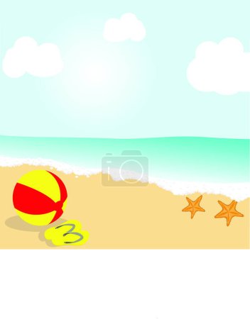 Ilustración de Paisaje de playa, ilustración vectorial gráfica - Imagen libre de derechos