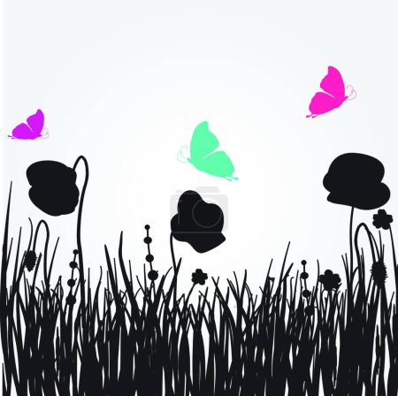 Illustration for Spring card with beauty poppies, graphic vector illustration - Royalty Free Image