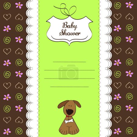 Illustration for Romantic baby shower card with dog - Royalty Free Image