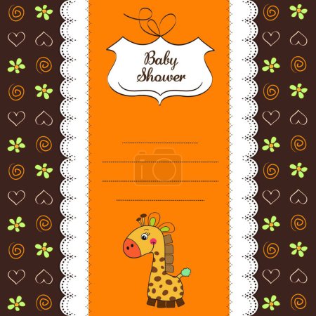 Ilustración de Nueva tarjeta de anuncio de bebé con jirafa - Imagen libre de derechos