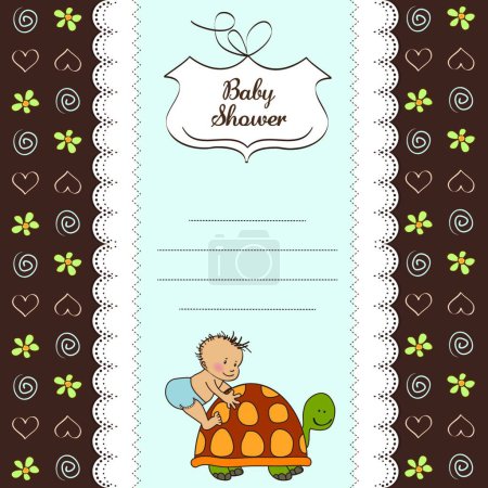 Illustration for Funny baby boy announcement card - Royalty Free Image