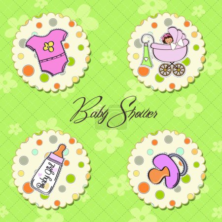 Illustration for Cartoon baby girl items collection - Royalty Free Image