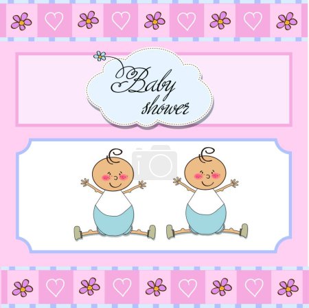 Ilustración de Bebé gemelos ducha tarjeta - Imagen libre de derechos