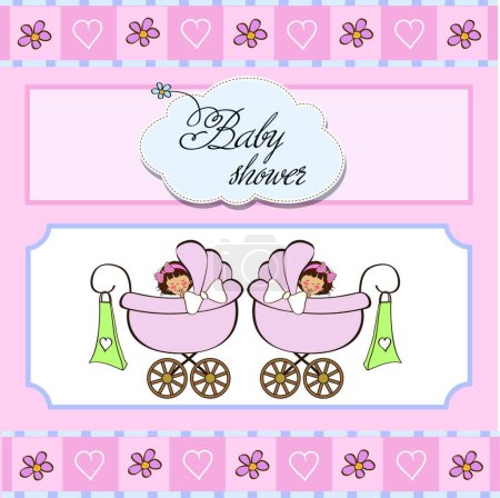 Illustration for Baby twins shower card - Royalty Free Image