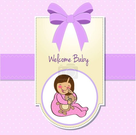 Illustration for Little baby girl with her teddy bear toy - Royalty Free Image
