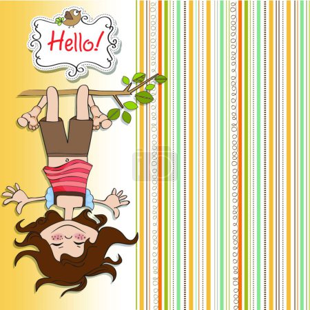 Illustration for "amused young girl standing with her head hanging down" - Royalty Free Image