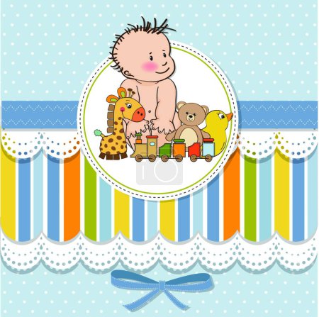 Ilustración de Tarjeta de ducha bebé niño - Imagen libre de derechos