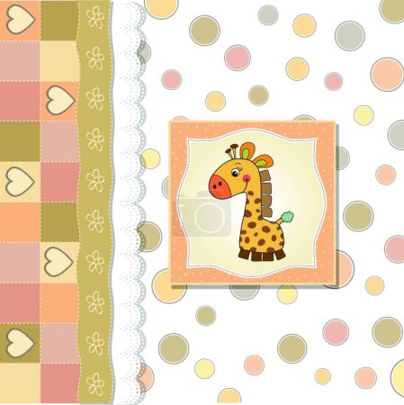 Téléchargez les illustrations : Nouvelle carte bébé avec girafe - en licence libre de droit