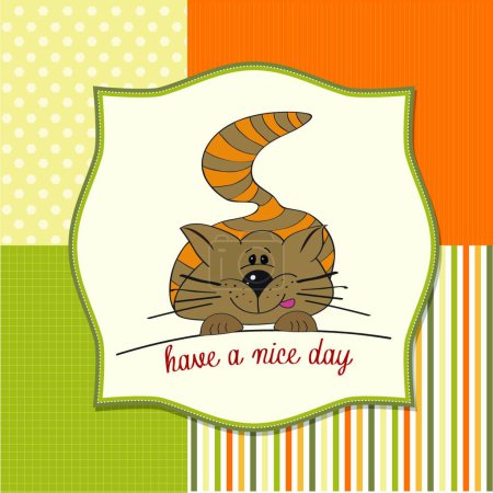 Illustration for Kitty wishes you a nice day card - Royalty Free Image