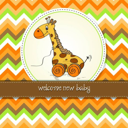 Téléchargez les illustrations : Carte de douche bébé avec girafe mignonne - en licence libre de droit