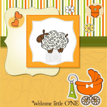 Téléchargez les illustrations : Carte de douche bébé mignon avec mouton - en licence libre de droit