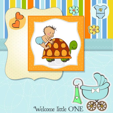 Illustration for Funny baby boy announcement card - Royalty Free Image