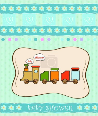 Illustration for Baby  shower card with toy train - Royalty Free Image