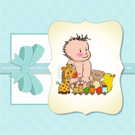 Ilustración de Tarjeta de ducha bebé niño - Imagen libre de derechos
