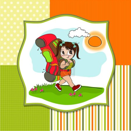 Illustration for Traveling tourist girl with backpack - Royalty Free Image