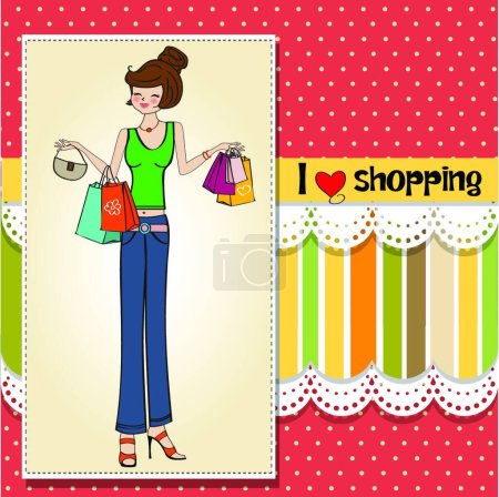 Illustration for Pretty young lady at shopping - Royalty Free Image