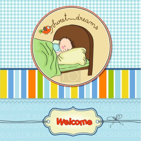 Ilustración de Nuevo bebé niño llegó - Imagen libre de derechos