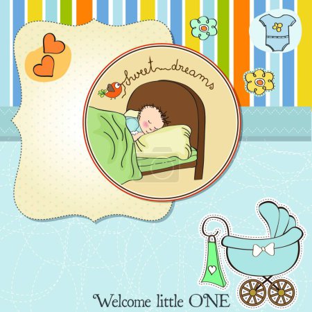 Ilustración de Nuevo bebé niño llegó - Imagen libre de derechos
