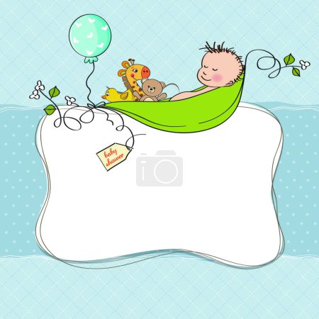 Téléchargez les illustrations : Carte de douche bébé garçon - en licence libre de droit