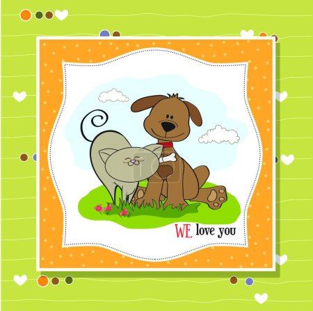 Illustration for Dog and cat friendship - Royalty Free Image