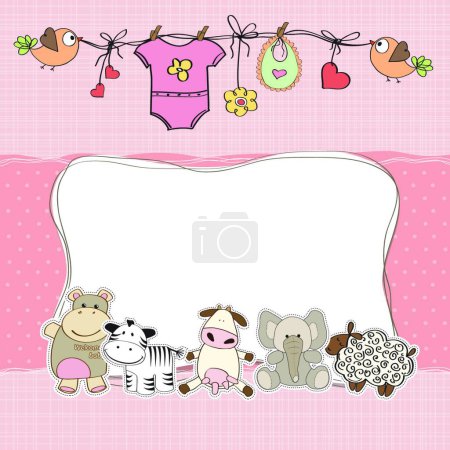 Illustration for Baby girl shower card - Royalty Free Image