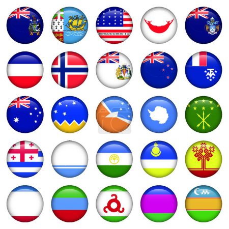 Illustration for "Antarctic and Russian Flags Round Buttons" - Royalty Free Image