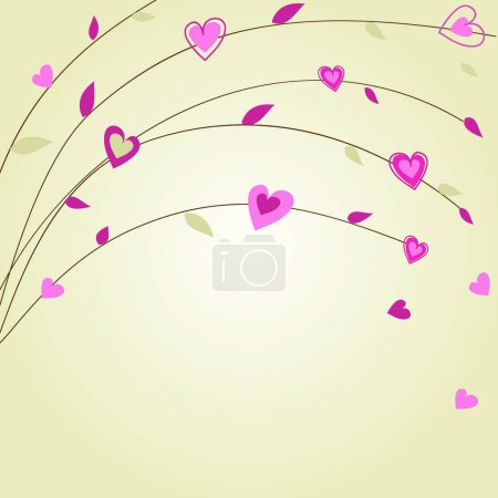 Illustration for Cute vector background with vintage hearts - Royalty Free Image