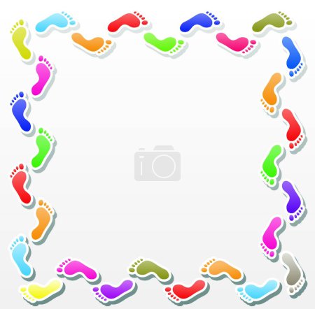 Illustration for Illustration of the colorful footprints border - Royalty Free Image