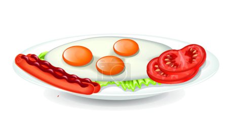 Ilustración de Ilustración de los huevos con carne y verduras - Imagen libre de derechos