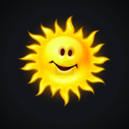 Téléchargez les illustrations : Soleil jaune avec visage souriant - en licence libre de droit