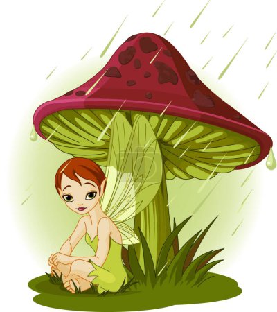 Illustration for Illustration of the Fairy under mushroom - Royalty Free Image