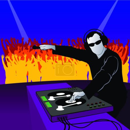 Téléchargez les illustrations : DJ Dance Party, illustration vectorielle design simple - en licence libre de droit