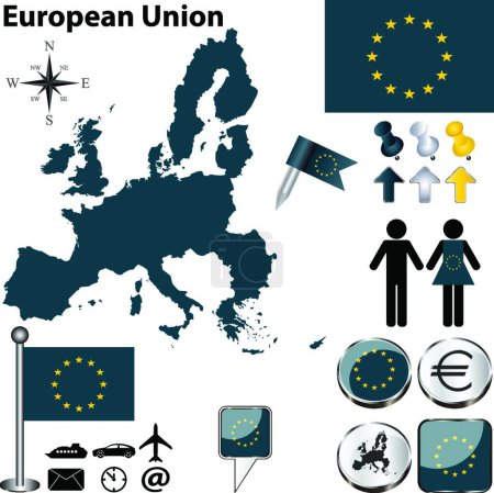 Téléchargez les illustrations : Union européenne, illustration vectorielle design simple - en licence libre de droit