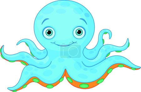 Téléchargez les illustrations : Cute Octopus, illustration vectorielle design simple - en licence libre de droit