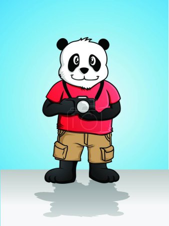 Ilustración de Fotógrafo Panda, ilustración vectorial diseño simple - Imagen libre de derechos