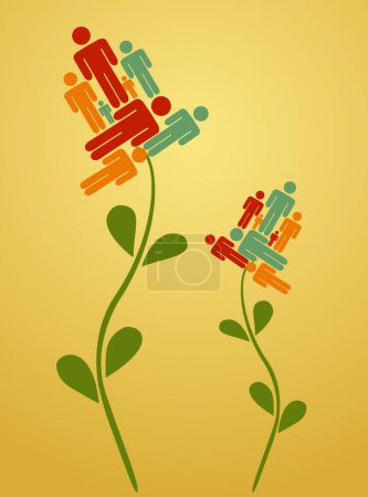 Illustration for Teamwork flowers, vector illustration simple design - Royalty Free Image